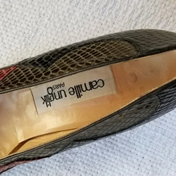Vintage Camille Unglik snakeskin Flats‎ 9 - Picture 2 of 8